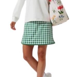 tuckernuck tennis golf skort green white plaid check skirt shorts medium mini